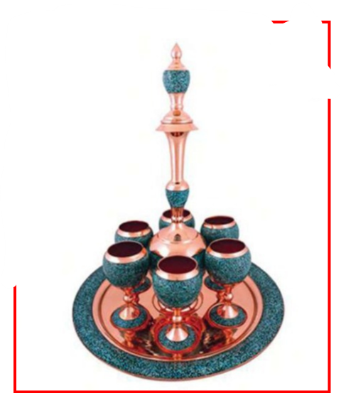 سرویس شربت‌خوری مسی فیروزه‌کوب - تصویر 1